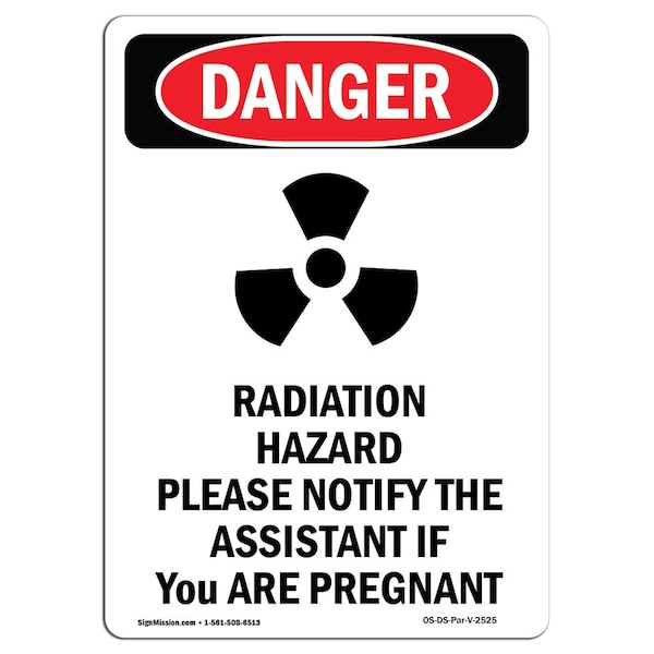OSHA Danger Sign, Radiation Hazard Please, 24in X 18in Aluminum, 18" W, 24" H, Portrait